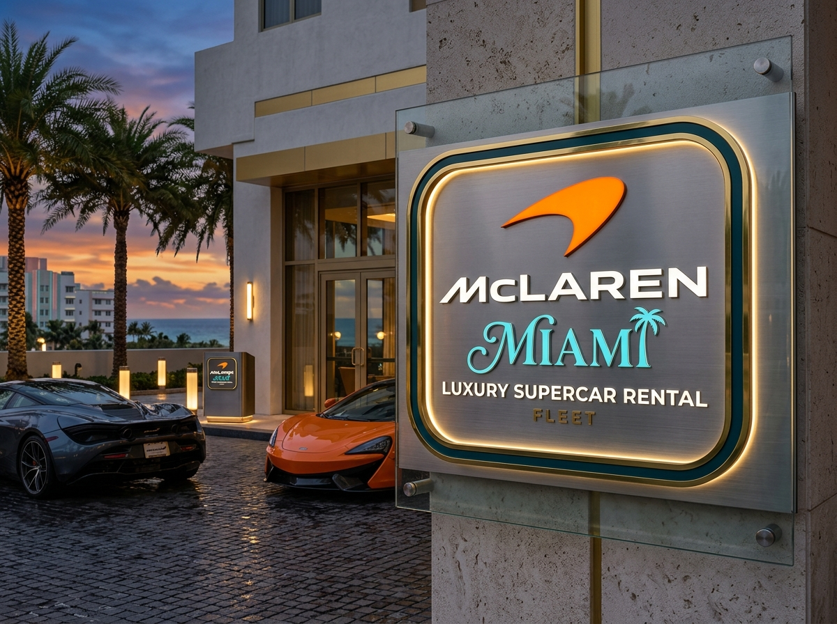 McLaren brand logo for Miami luxury supercar rental fleet